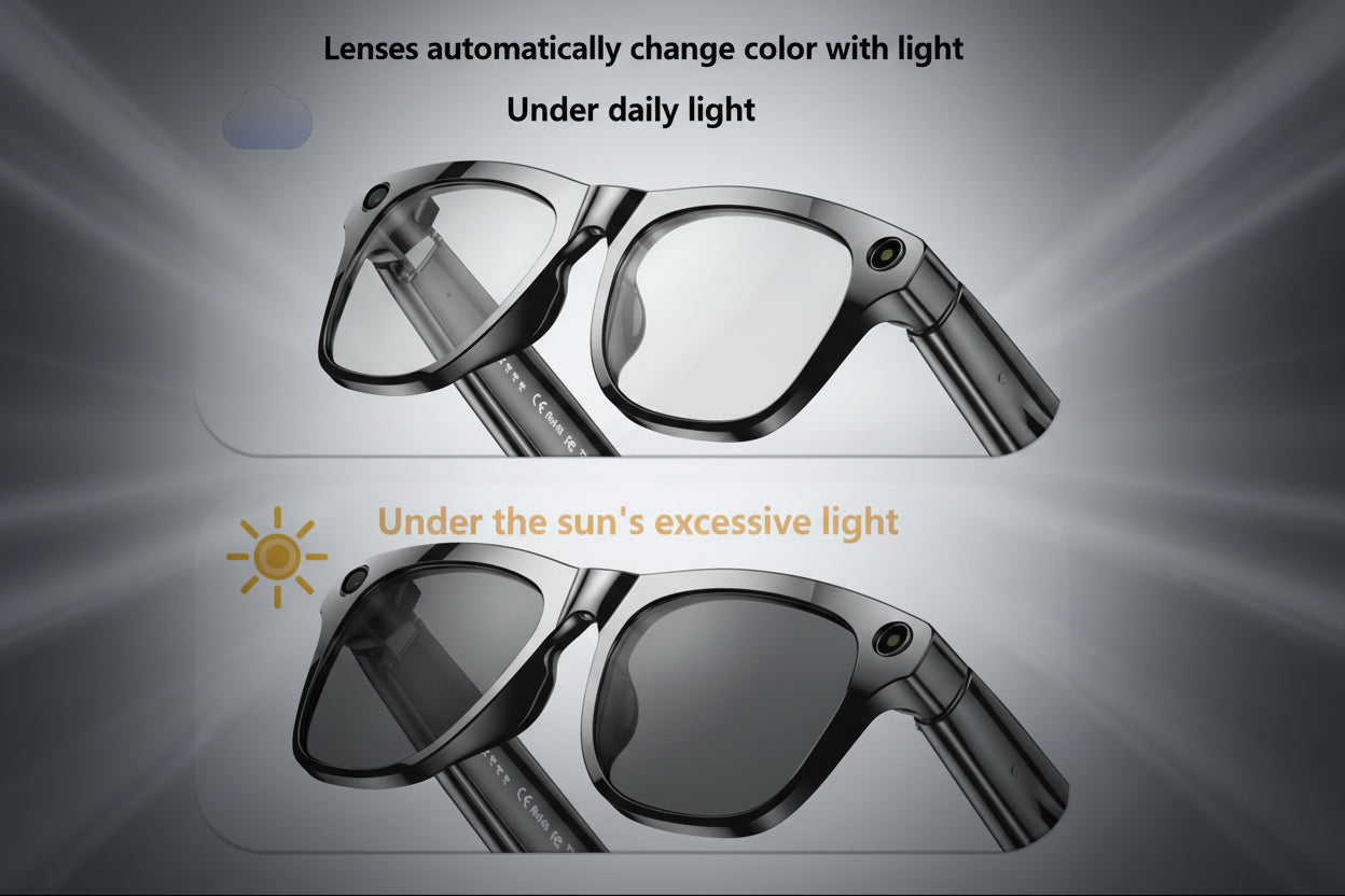 2026 4K HD Color Changing AI Smart Glasses Chat GPT 100MP Camera Bluetooth Call Voice Assistant Control Smart Glasses 2026 New